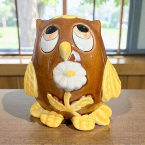 Vintage Josef Originals owl & daisy ceramic pomander/fridge deodorizer, MCM